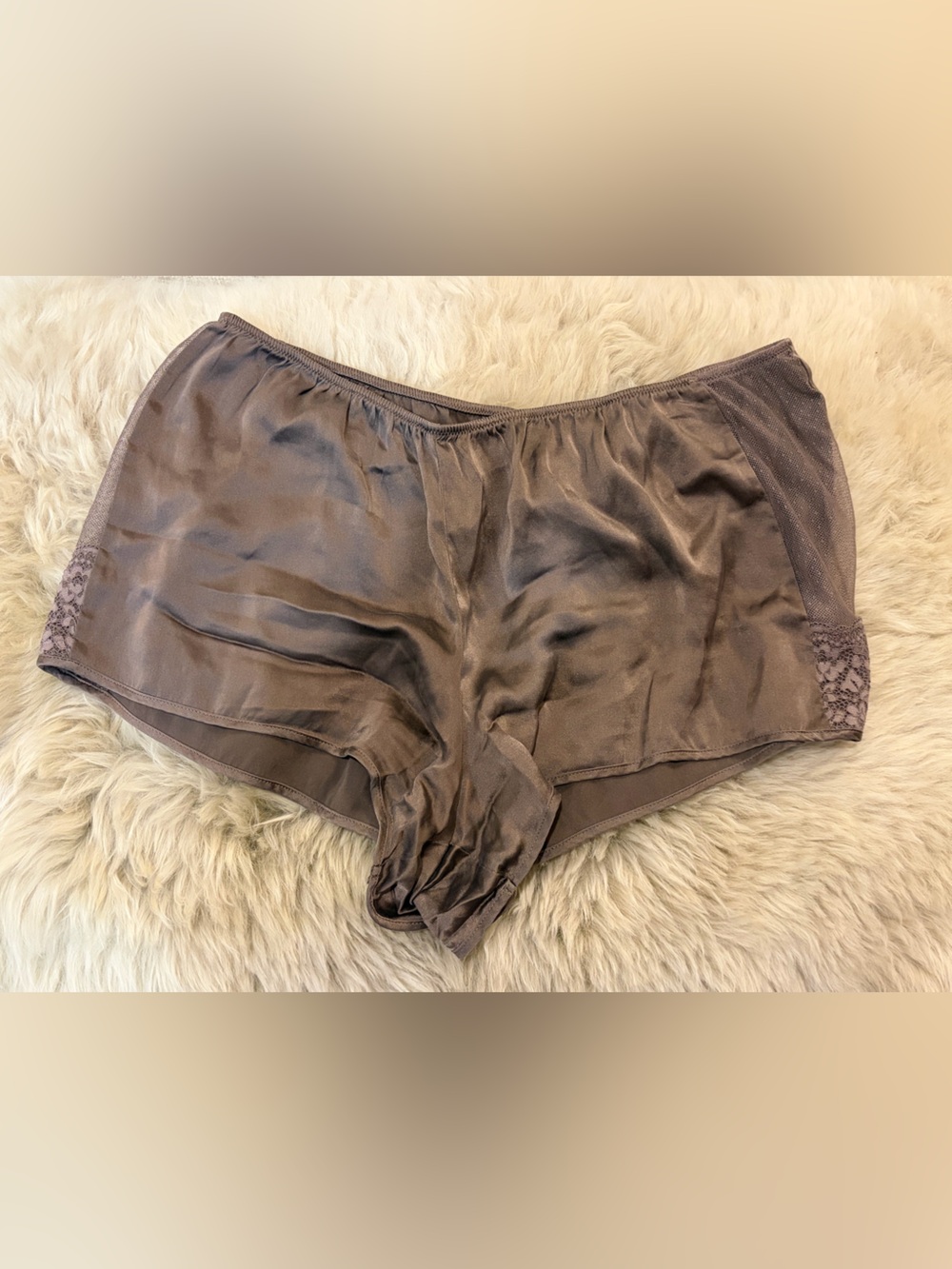 Victoria's Secret Silk High-Waist Boyshorts - Taupe Brown Size M EUC